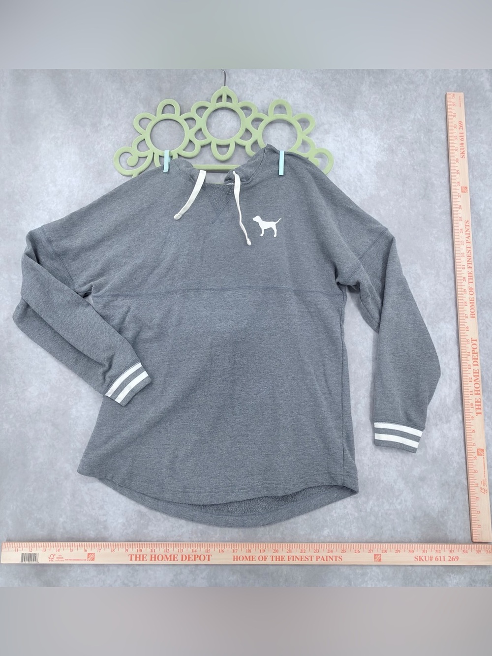 Victoria's Secret PINK Gray Hoodie with White Drawstrings medium